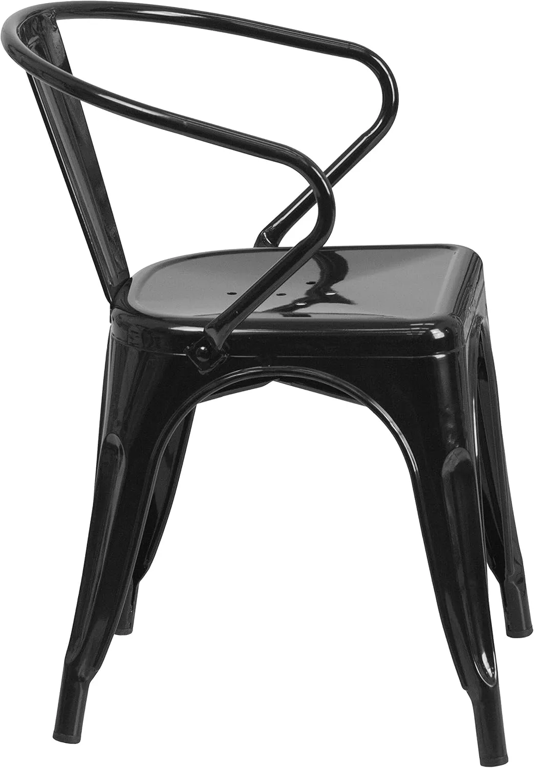 Flash Furniture Luna Commercial Grade Black Metal Indoor-Outdoor Chair with Arms