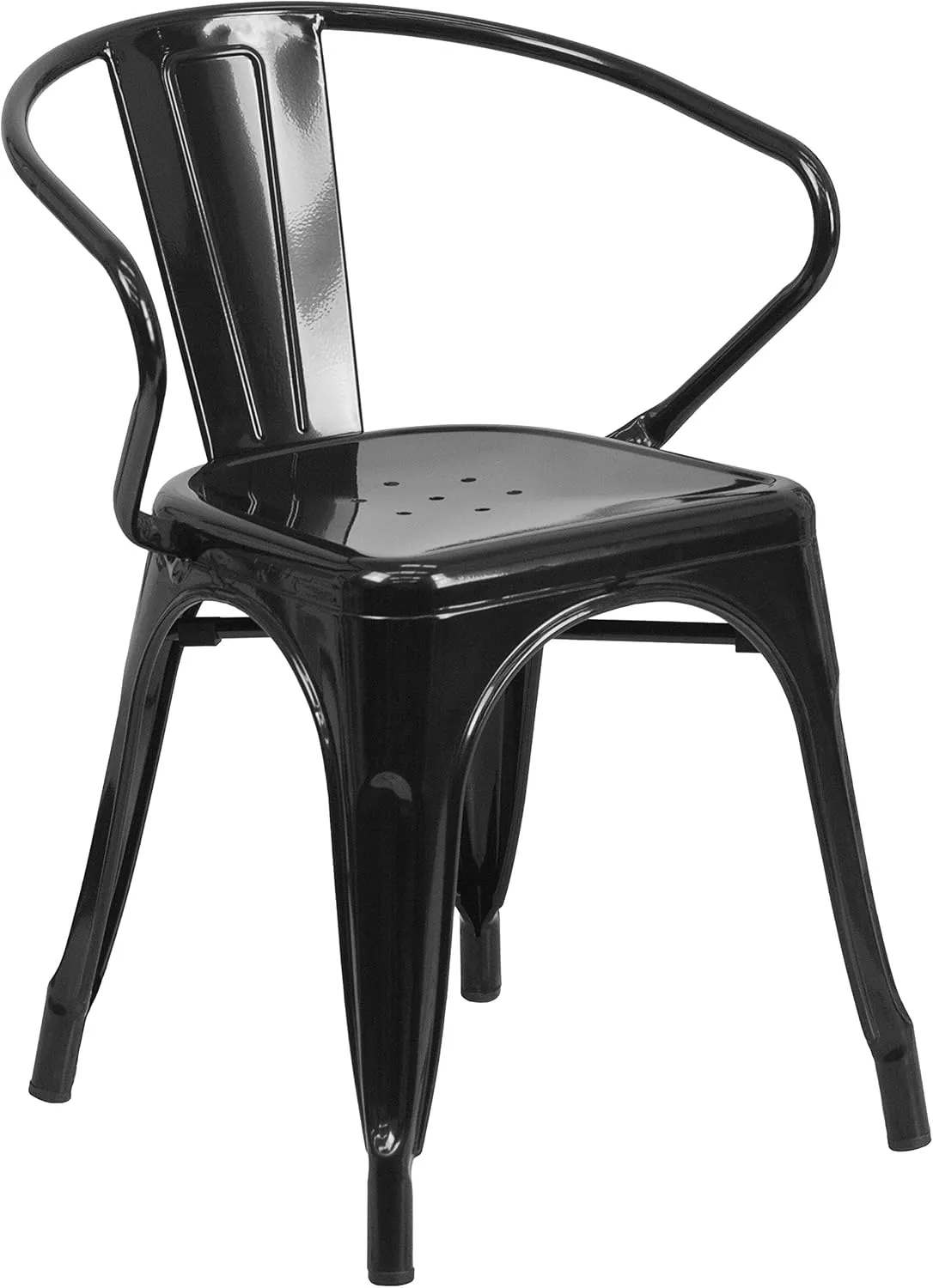 Flash Furniture Luna Commercial Grade Black Metal Indoor-Outdoor Chair with Arms