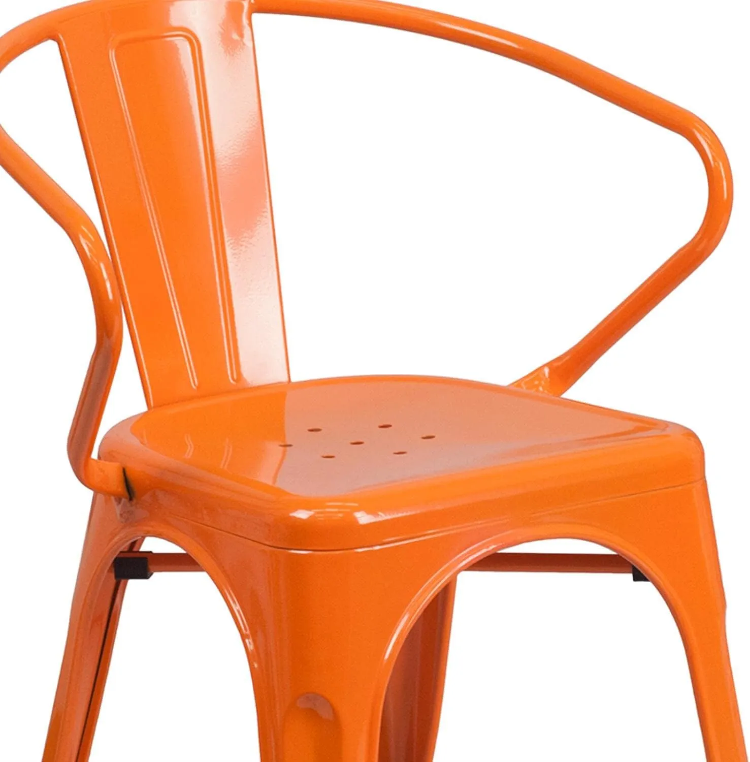 Flash Furniture Luna Commercial Grade Orange Metal Indoor-Outdoor Chair with Arms
