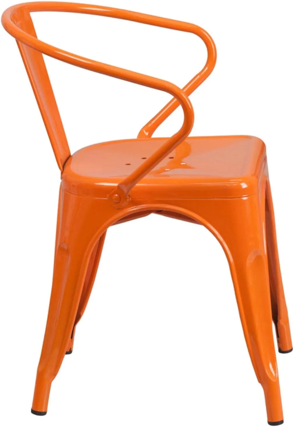 Flash Furniture Luna Commercial Grade Orange Metal Indoor-Outdoor Chair with Arms