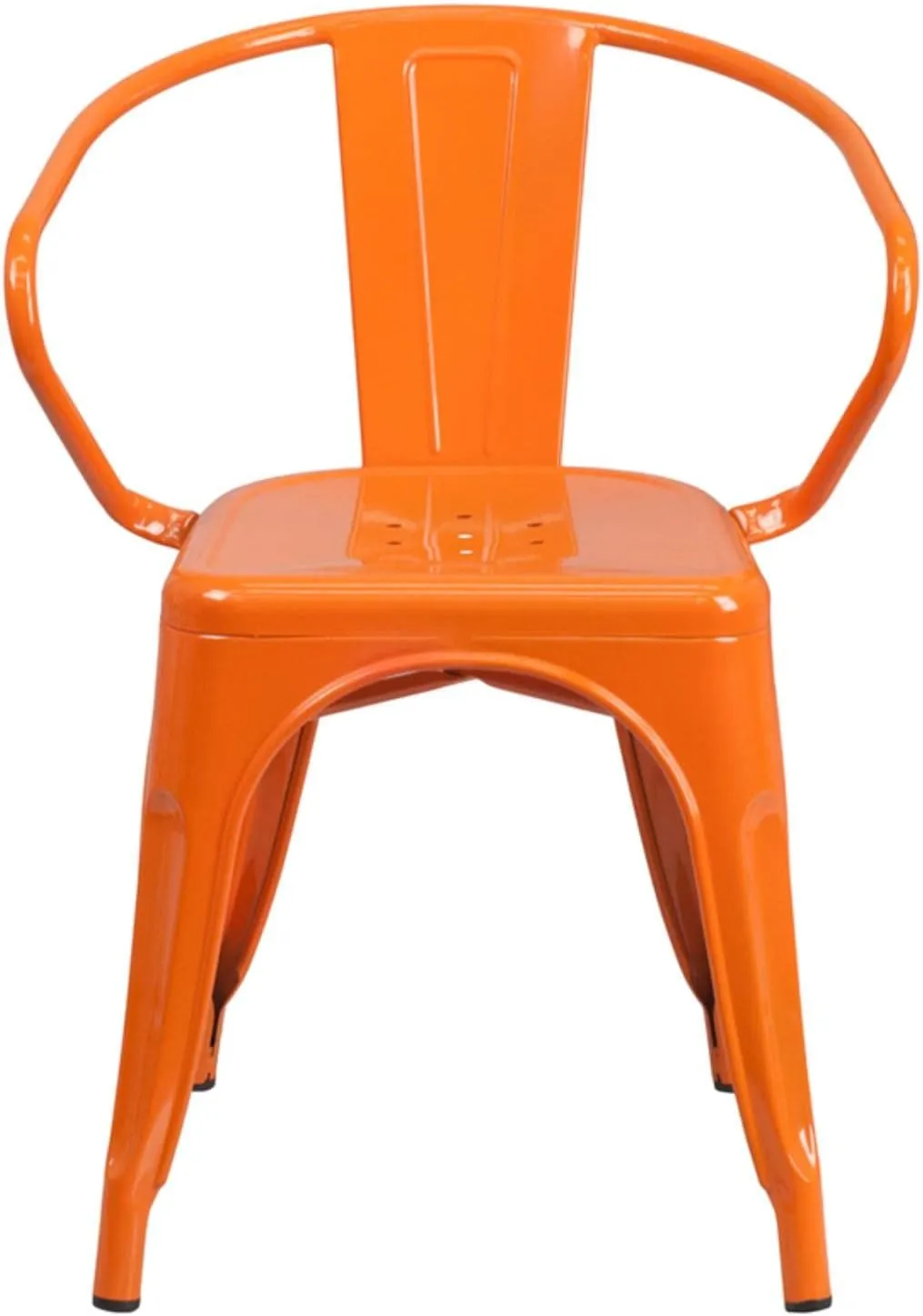 Flash Furniture Luna Commercial Grade Orange Metal Indoor-Outdoor Chair with Arms