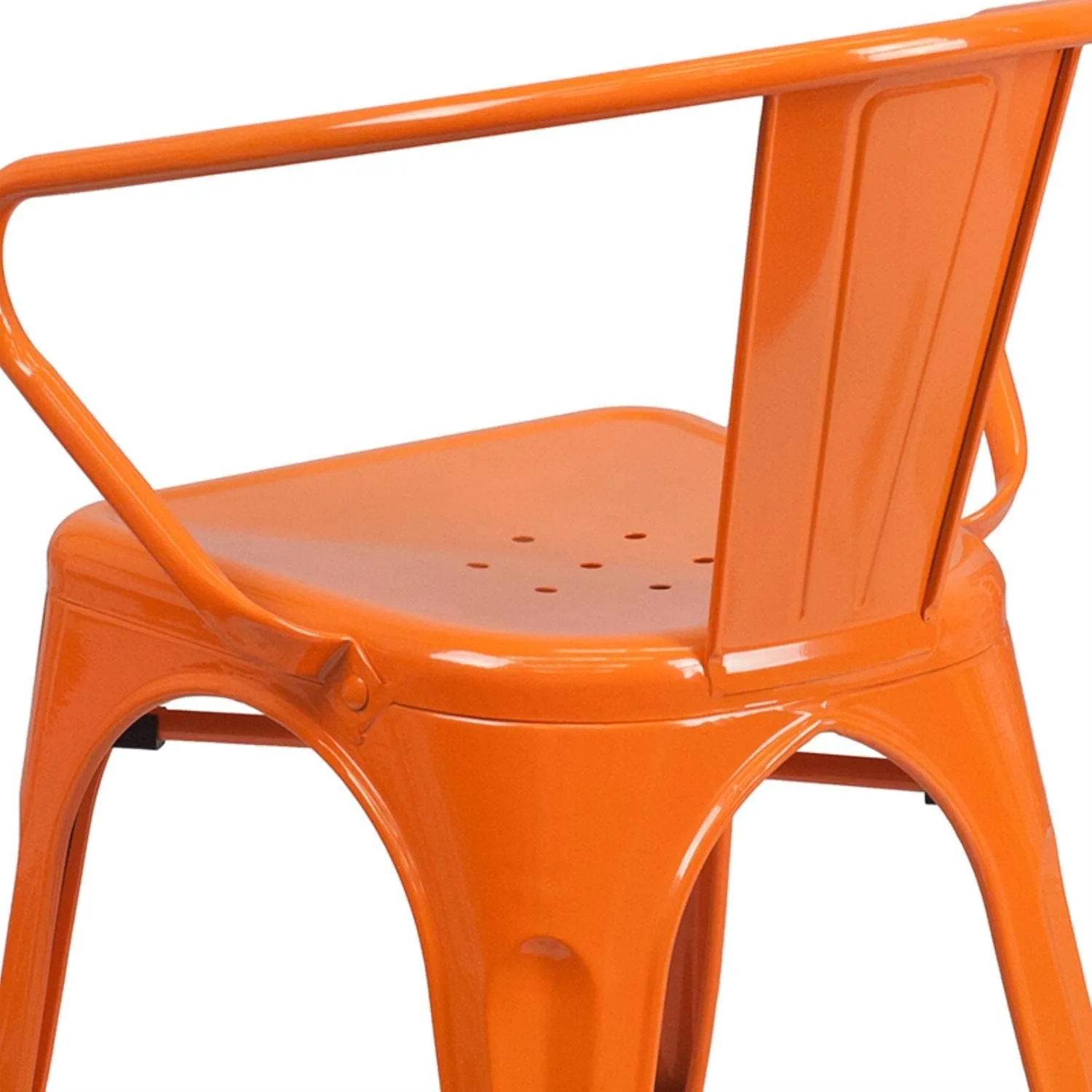Flash Furniture Luna Commercial Grade Orange Metal Indoor-Outdoor Chair with Arms