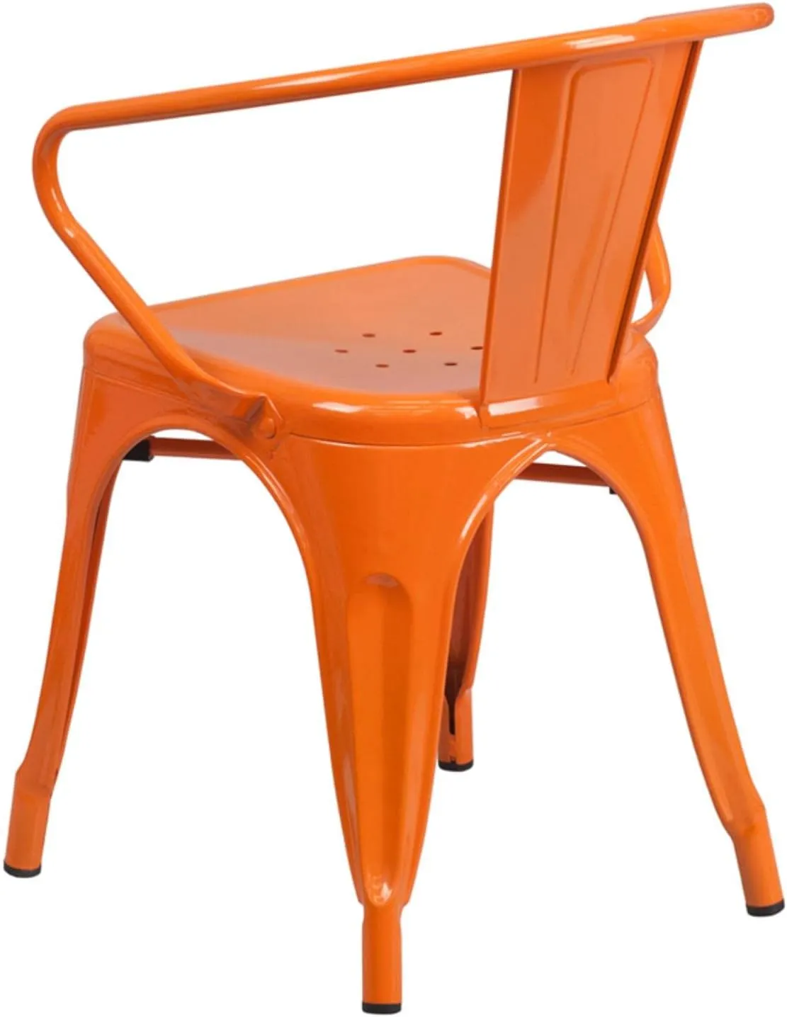 Flash Furniture Luna Commercial Grade Orange Metal Indoor-Outdoor Chair with Arms