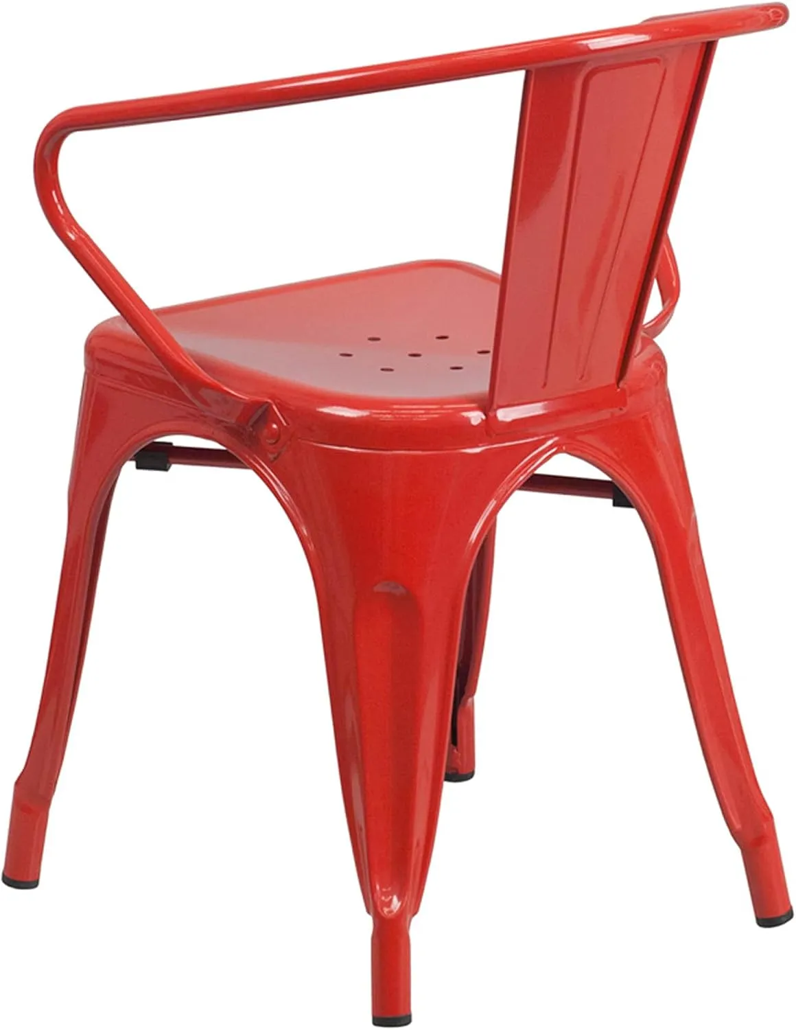 Flash Furniture Luna Commercial Grade Red Metal Indoor-Outdoor Chair with Arms