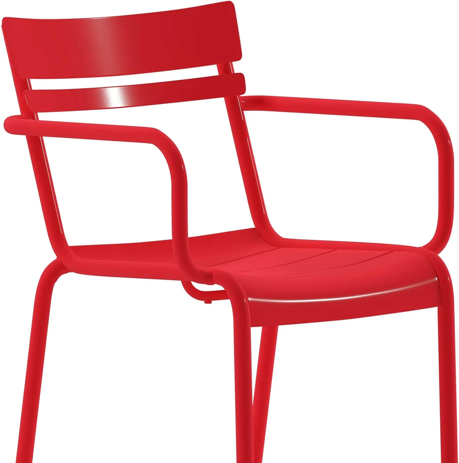 Flash Furniture Nash Commercial Grade Steel Stack Chair, Indoor-Outdoor Arm Chair with 2 Slat Back, Red