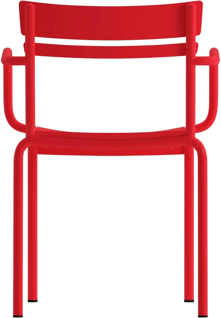 Flash Furniture Nash Commercial Grade Steel Stack Chair, Indoor-Outdoor Arm Chair with 2 Slat Back, Red