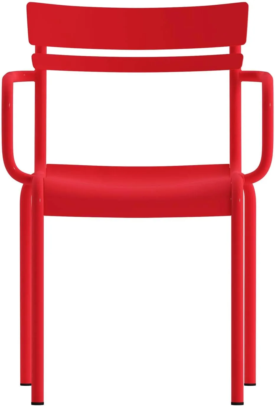 Flash Furniture Nash Commercial Grade Steel Stack Chair, Indoor-Outdoor Arm Chair with 2 Slat Back, Red