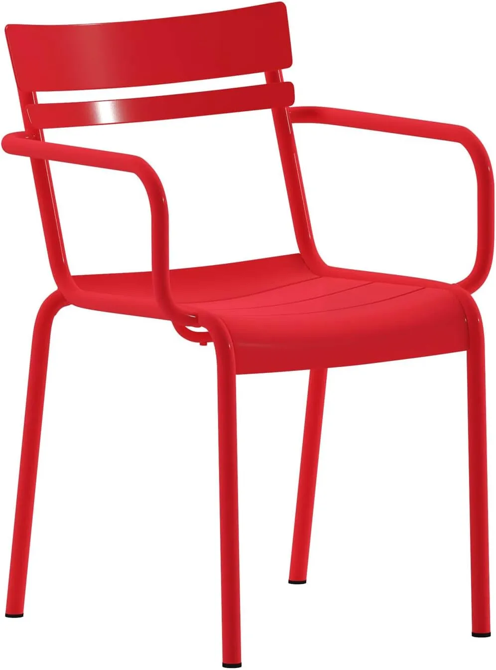 Flash Furniture Nash Commercial Grade Steel Stack Chair, Indoor-Outdoor Arm Chair with 2 Slat Back, Red