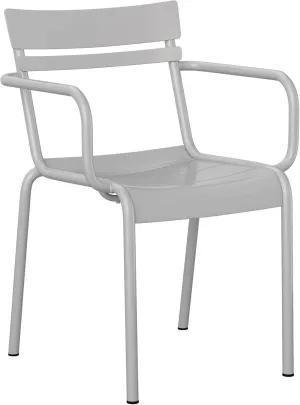 Flash Furniture Nash Commercial Grade Steel Stack Chair, Indoor-Outdoor Arm Chair with 2 Slat Back, Silver