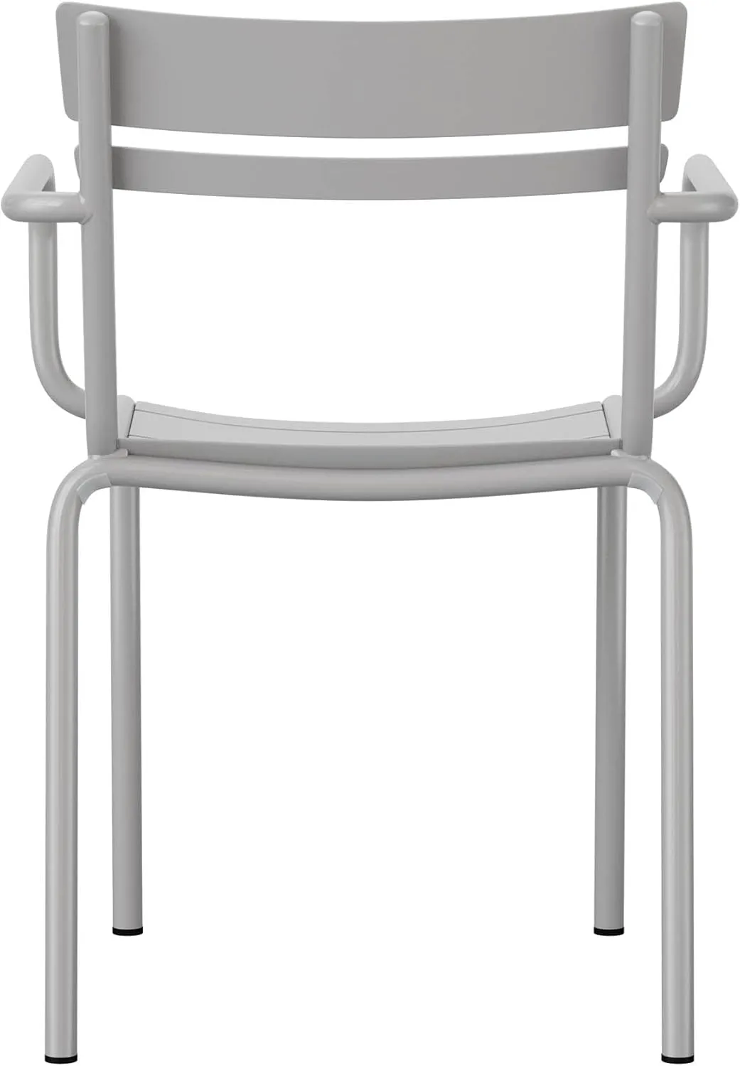 Flash Furniture Nash Commercial Grade Steel Stack Chair, Indoor-Outdoor Arm Chair with 2 Slat Back, Silver