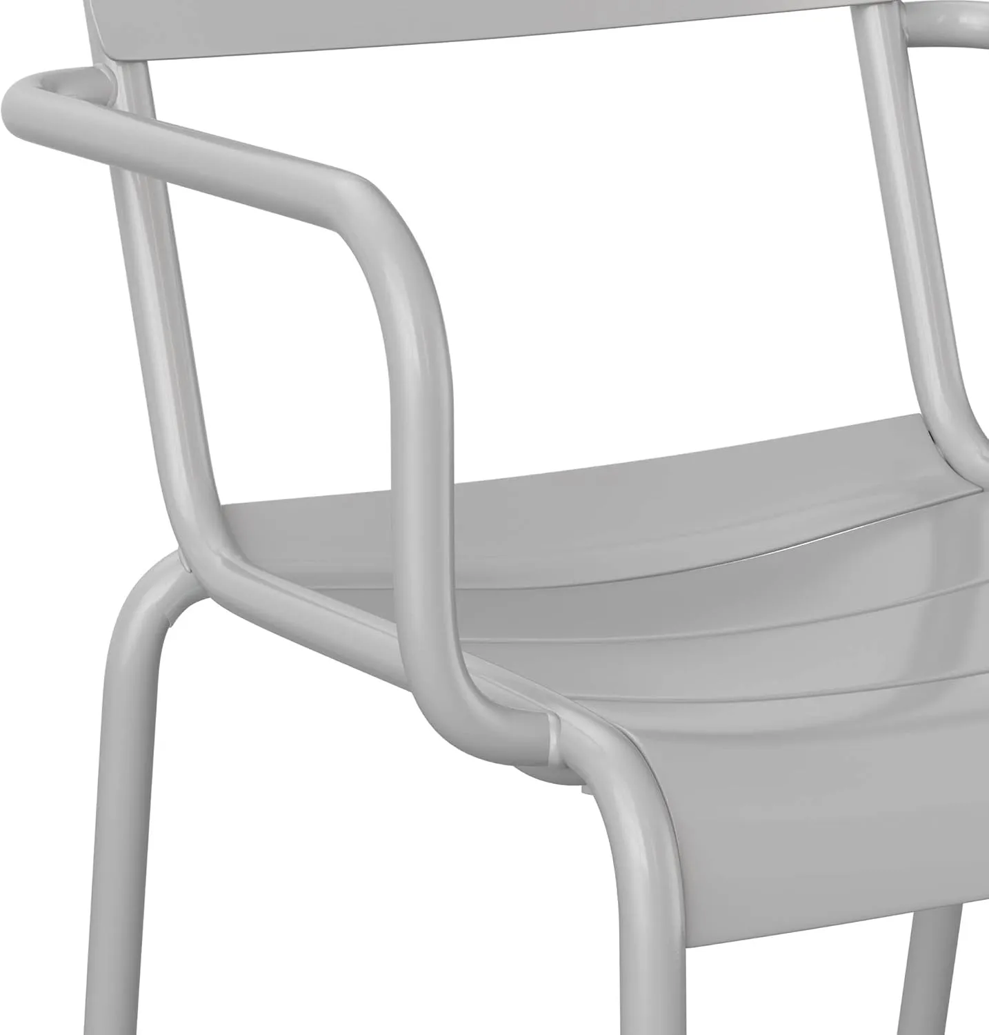 Flash Furniture Nash Commercial Grade Steel Stack Chair, Indoor-Outdoor Arm Chair with 2 Slat Back, Silver