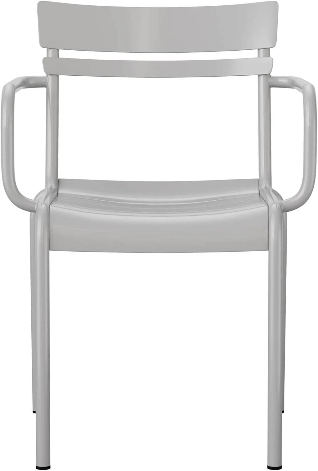 Flash Furniture Nash Commercial Grade Steel Stack Chair, Indoor-Outdoor Arm Chair with 2 Slat Back, Silver