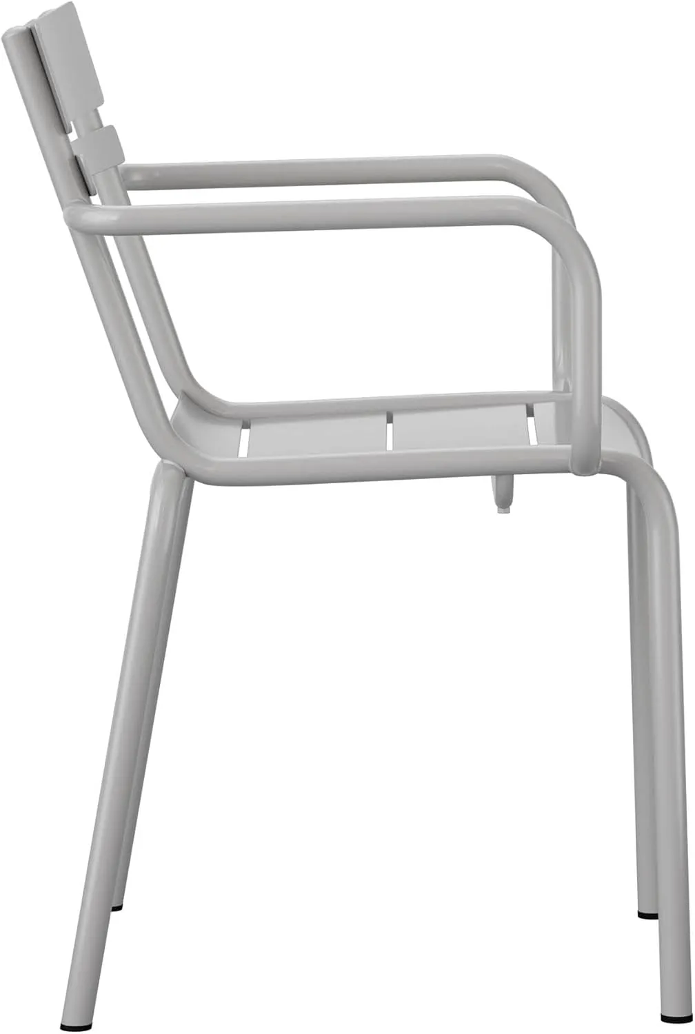 Flash Furniture Nash Commercial Grade Steel Stack Chair, Indoor-Outdoor Arm Chair with 2 Slat Back, Silver