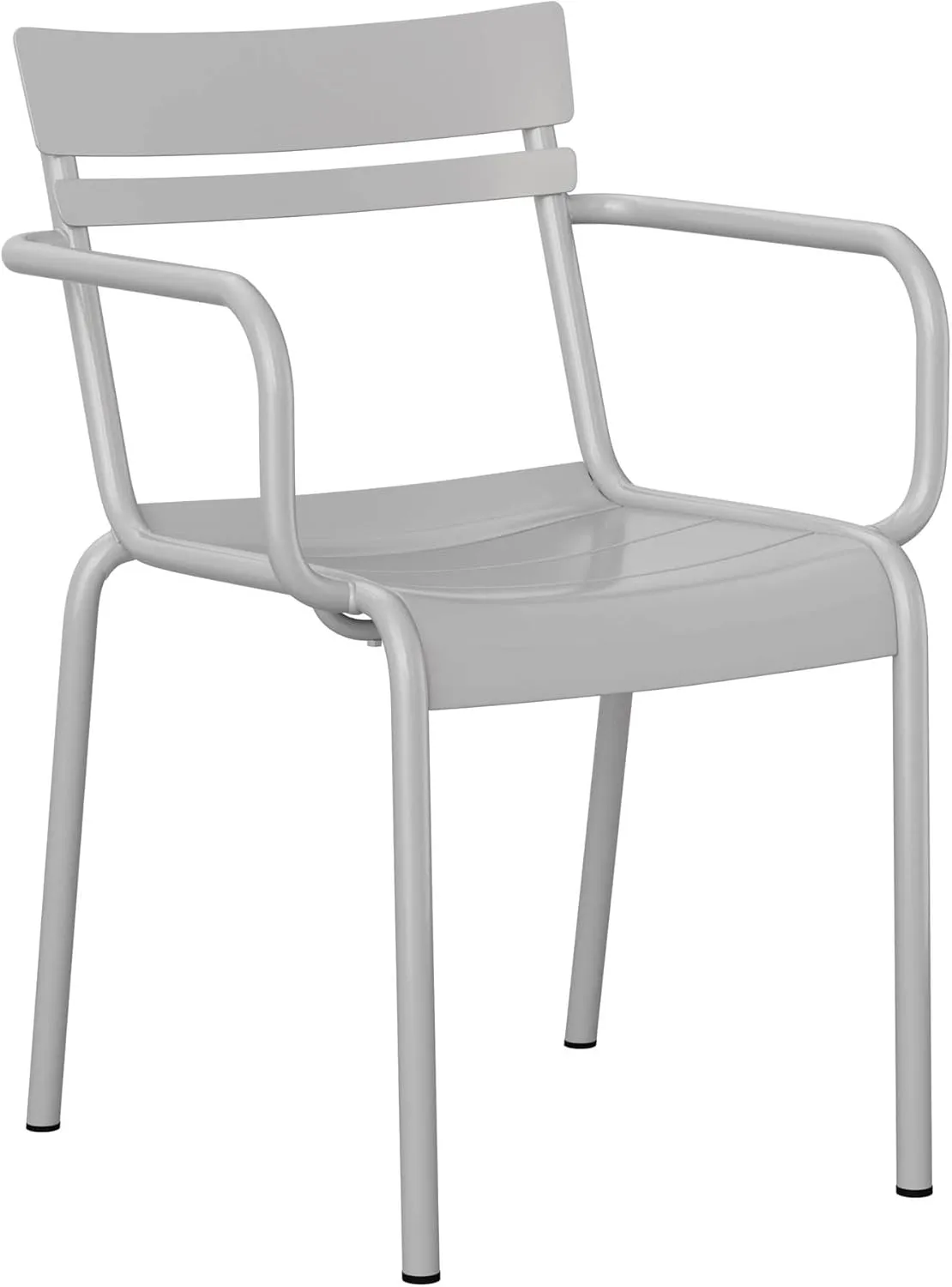 Flash Furniture Nash Commercial Grade Steel Stack Chair, Indoor-Outdoor Arm Chair with 2 Slat Back, Silver