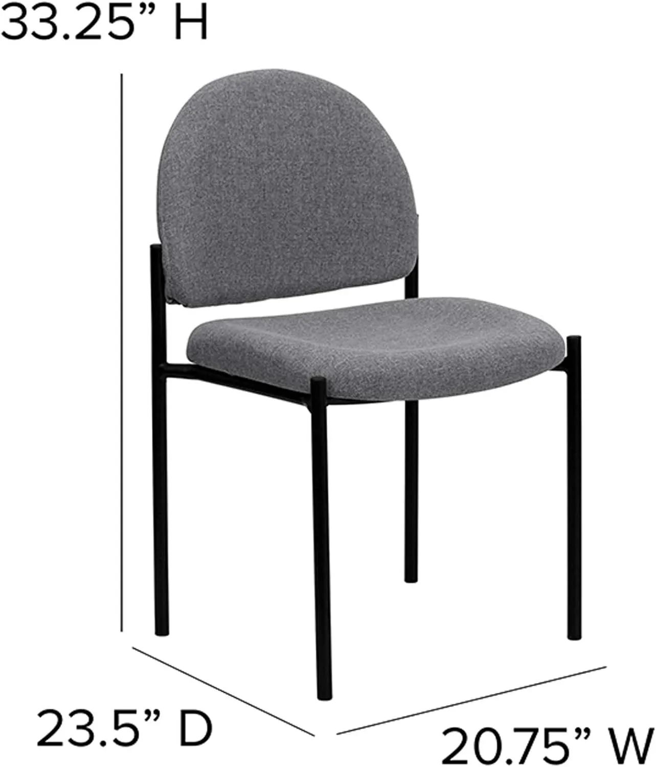 Flash Furniture Tania Comfort Gray Fabric Stackable Steel Side Reception Chair