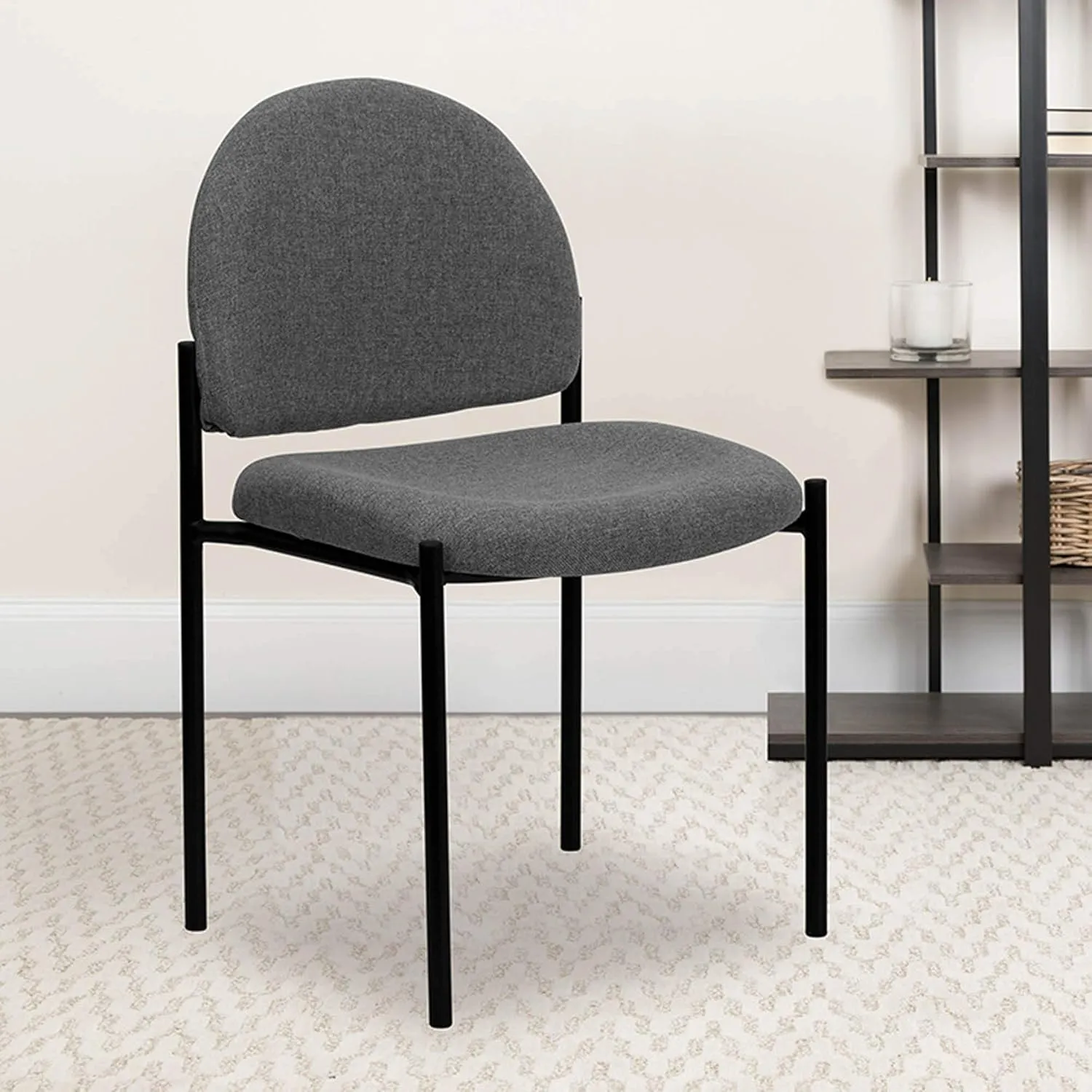 Flash Furniture Tania Comfort Gray Fabric Stackable Steel Side Reception Chair