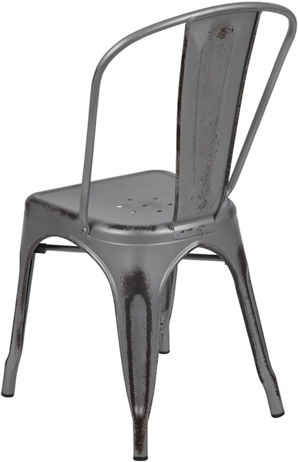 Flash Furniture Tenley Commercial Grade Distressed Silver Gray Metal Indoor-Outdoor Stackable Chair