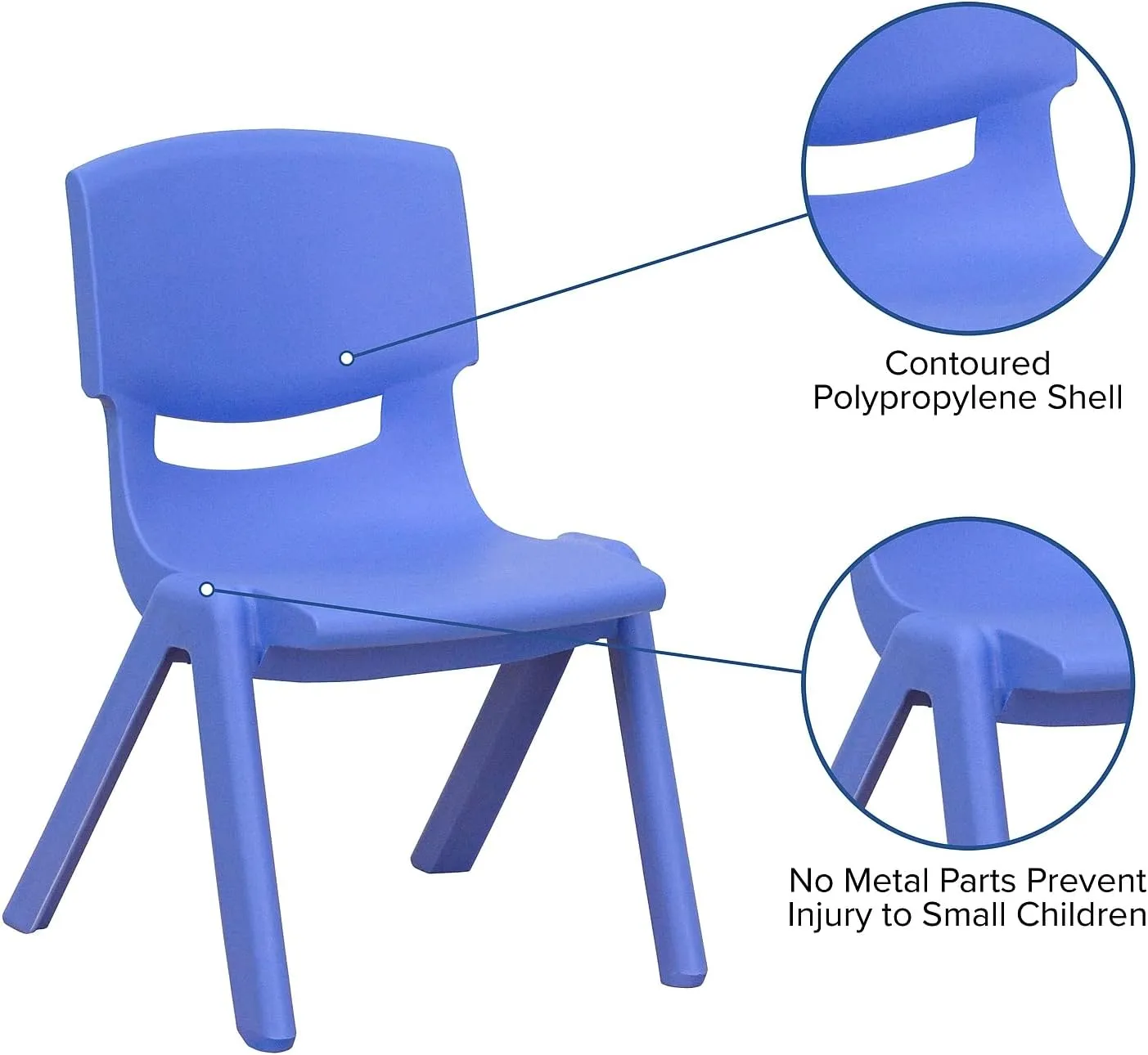 Flash Furniture Whitney 10 Pack Blue Plastic Stackable School Chair with 12'' Seat Height