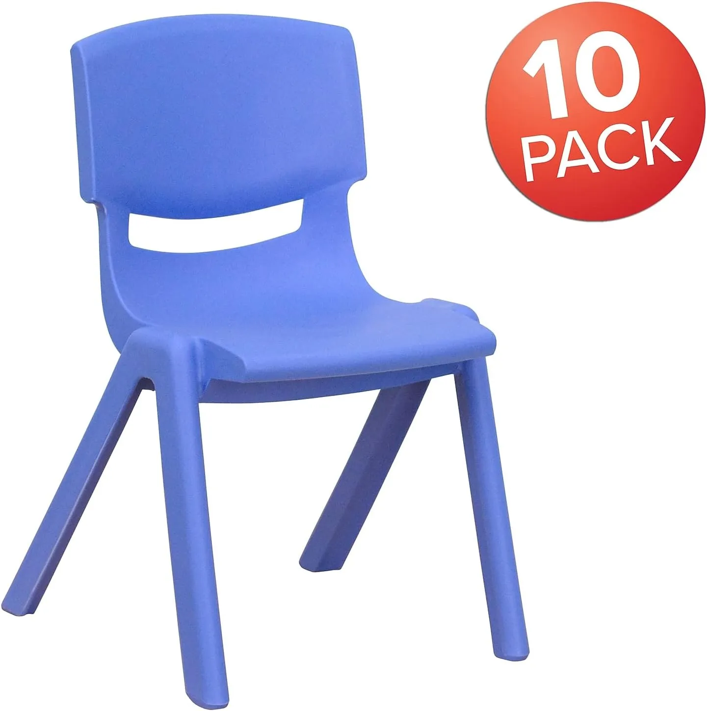 Flash Furniture Whitney 10 Pack Blue Plastic Stackable School Chair with 12'' Seat Height