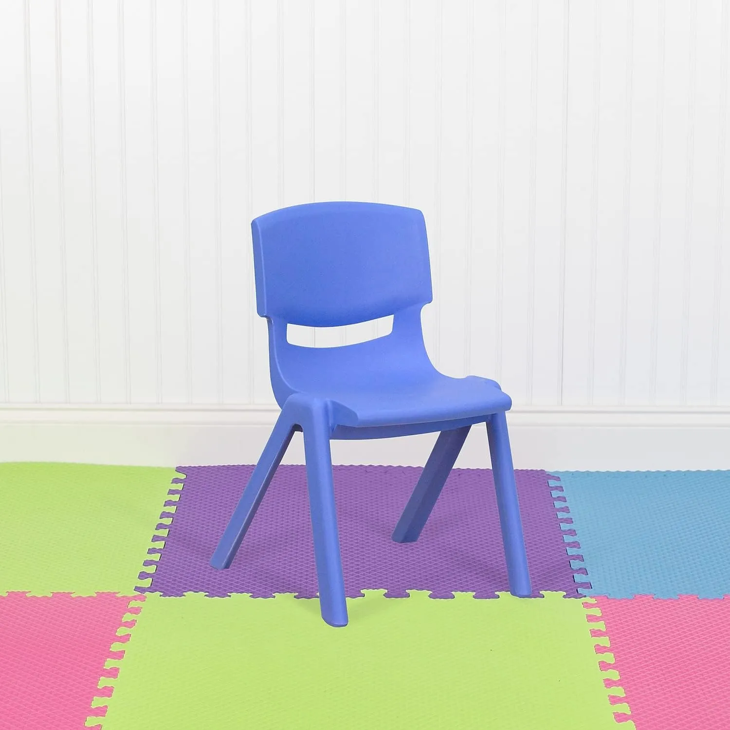 Flash Furniture Whitney 10 Pack Blue Plastic Stackable School Chair with 12'' Seat Height