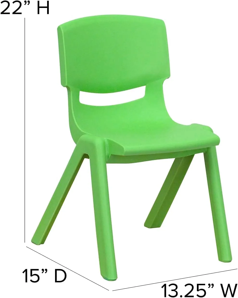Flash Furniture Whitney 10 Pack Green Plastic Stackable School Chair with 12'' Seat Height