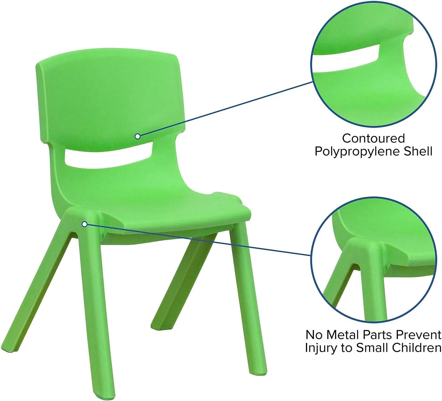 Flash Furniture Whitney 10 Pack Green Plastic Stackable School Chair with 12'' Seat Height