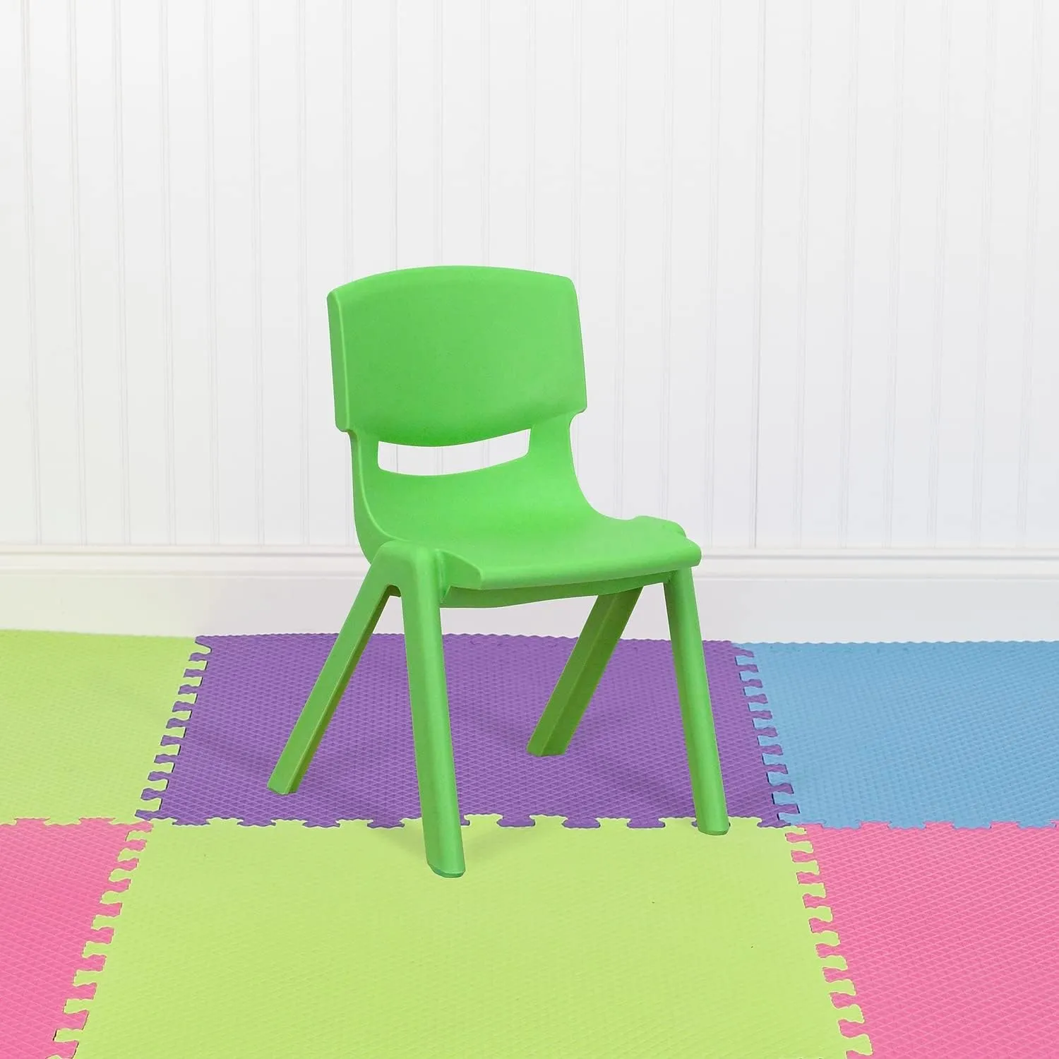 Flash Furniture Whitney 10 Pack Green Plastic Stackable School Chair with 12'' Seat Height