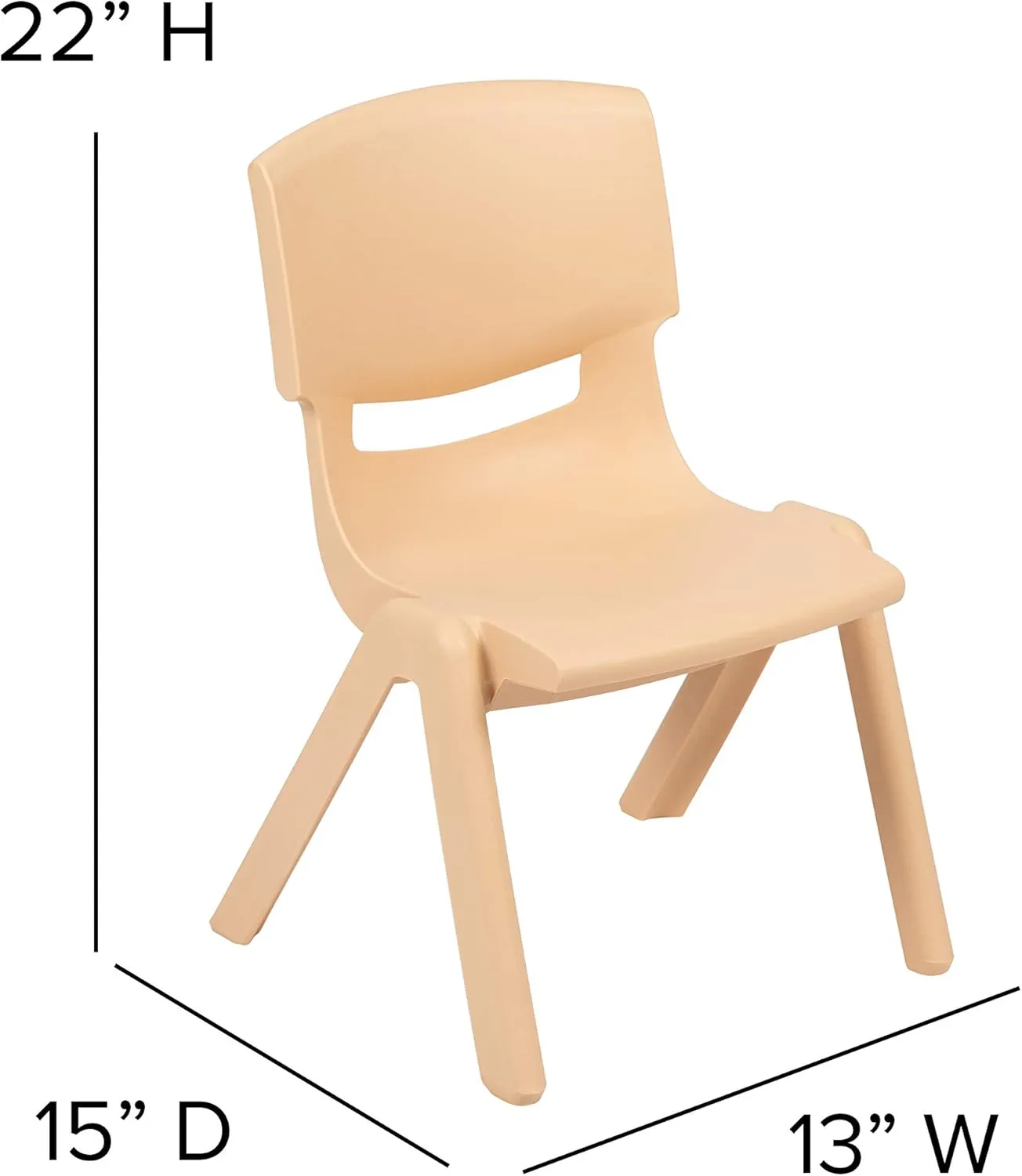 Flash Furniture Whitney 10 Pack Natural Plastic Stackable School Chair with 12" Seat Height