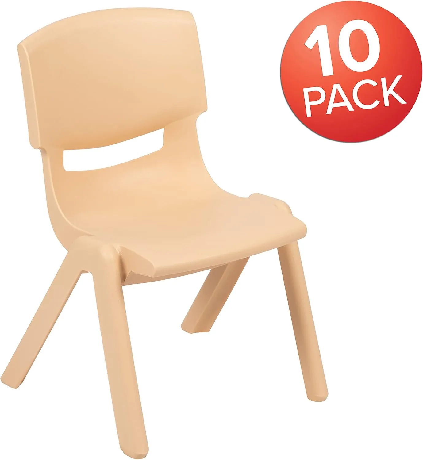 Flash Furniture Whitney 10 Pack Natural Plastic Stackable School Chair with 12" Seat Height