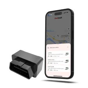 FleetTrack OBD GPS Tracker for Car | 1 Yr Free App & SIM (Zero Activation Charges) | 15  Features | Easy Plug & Play | Real-Time Location, Hidden Voice Monitoring, Driving History & Geofence Alerts