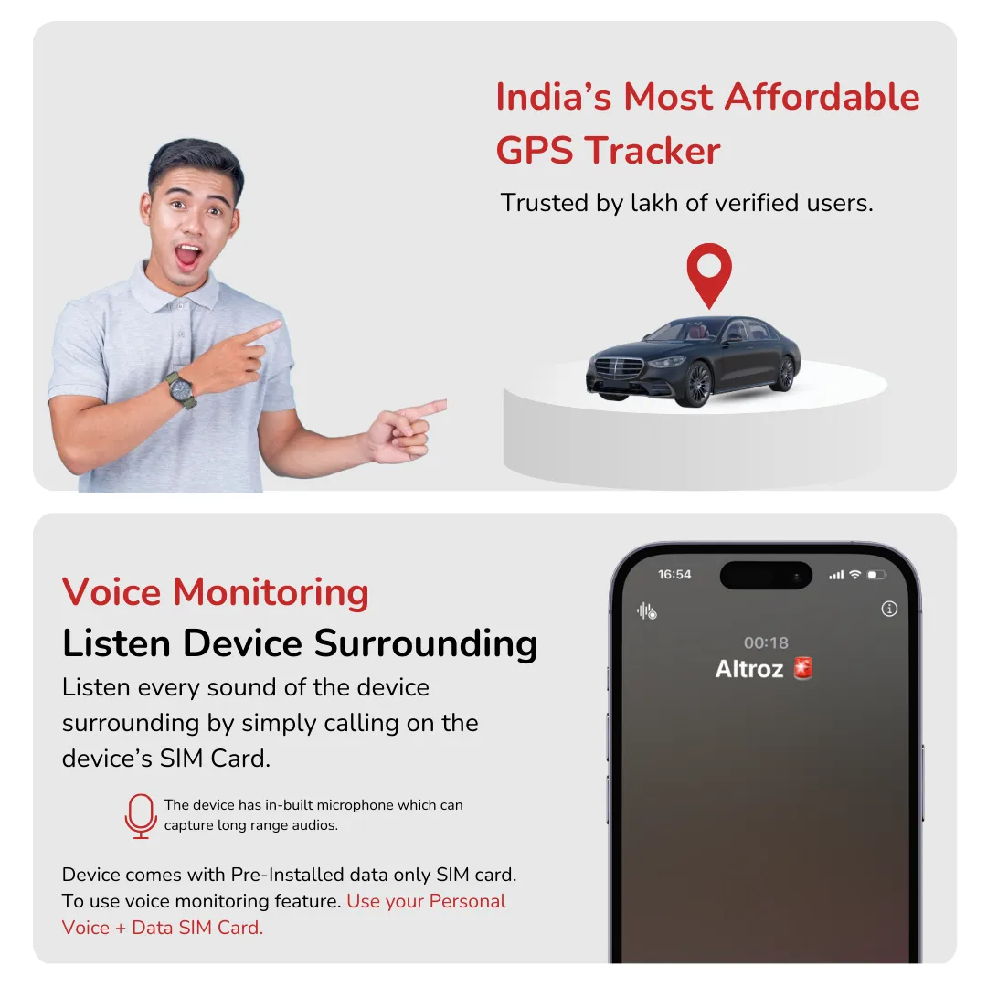 FleetTrack OBD GPS Tracker for Car | 1 Yr Free App & SIM (Zero Activation Charges) | 15  Features | Easy Plug & Play | Real-Time Location, Hidden Voice Monitoring, Driving History & Geofence Alerts