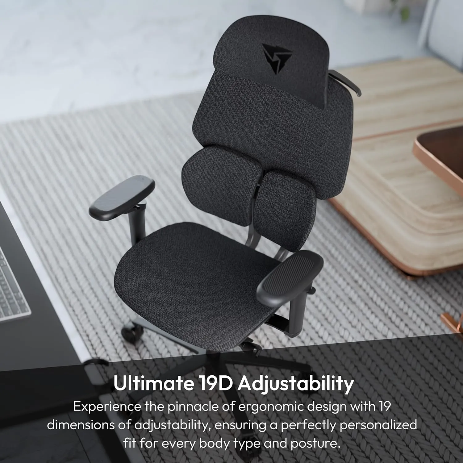 Flex Pro Ergonomic Office Chair, for Adults Gaming Chair, High Back Desk Chair, Synchronous Tilt, Forward Tilt, 19D Fully Self-Adjusting, Adjustable Backrest High, Fabric, Loft Dark Grey