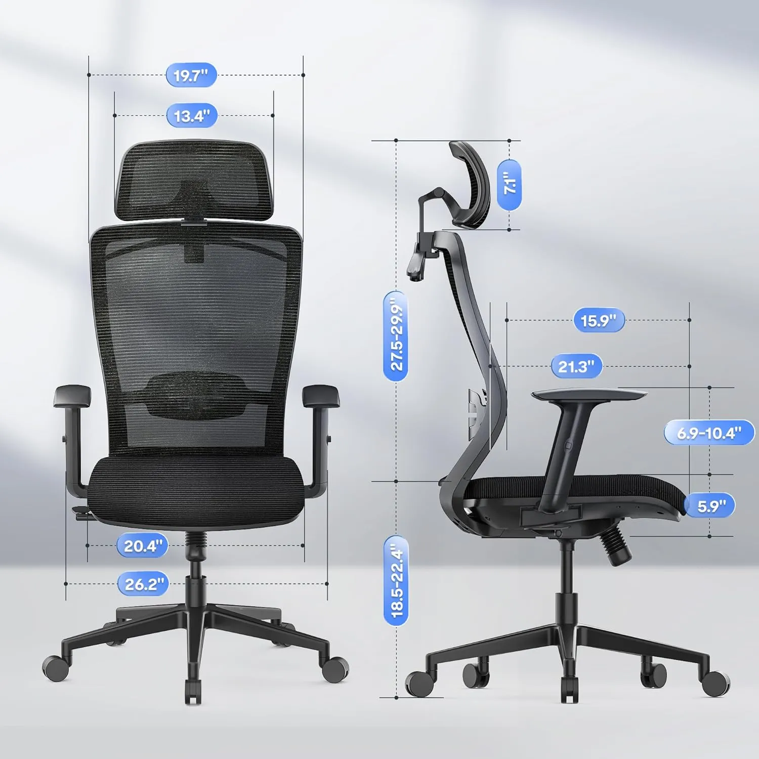 FLEXISPOT Ergonomic Office Chair, High Back Home Office Desk Chairs with Adjustable Lumbar Support, Armrests,90-130° Tilt Lock, Comfort Wide Cushion, Swivel Computer Gaming Chairs for Adults (Black)