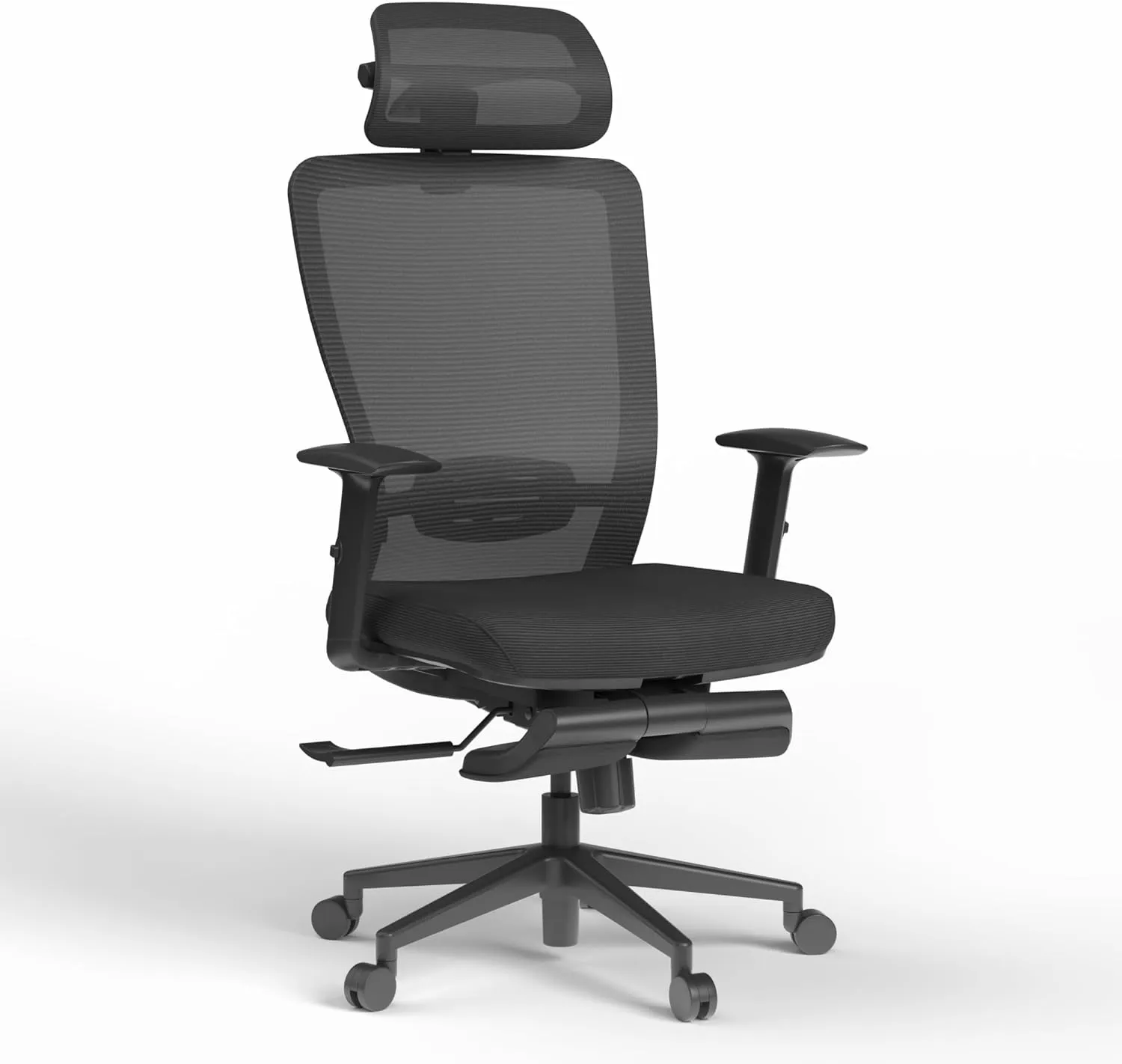 FLEXISPOT Ergonomic Office Chair, Mesh Back Swivel Computer Chair, Home Office Desk Chairs, with 4D Headrest/Lumbar Support/17in Retractable Footrest/400LBS Heavy Duty/Foam Seat Black OC3
