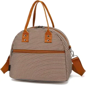 FlowFly Insulated Lunch Bag With Shoulder Strap for Women, Men, and Kids, Large and Reusable, Handle, Freezable Work and School Travel Tote and Meal Prep Organizer,Coffee