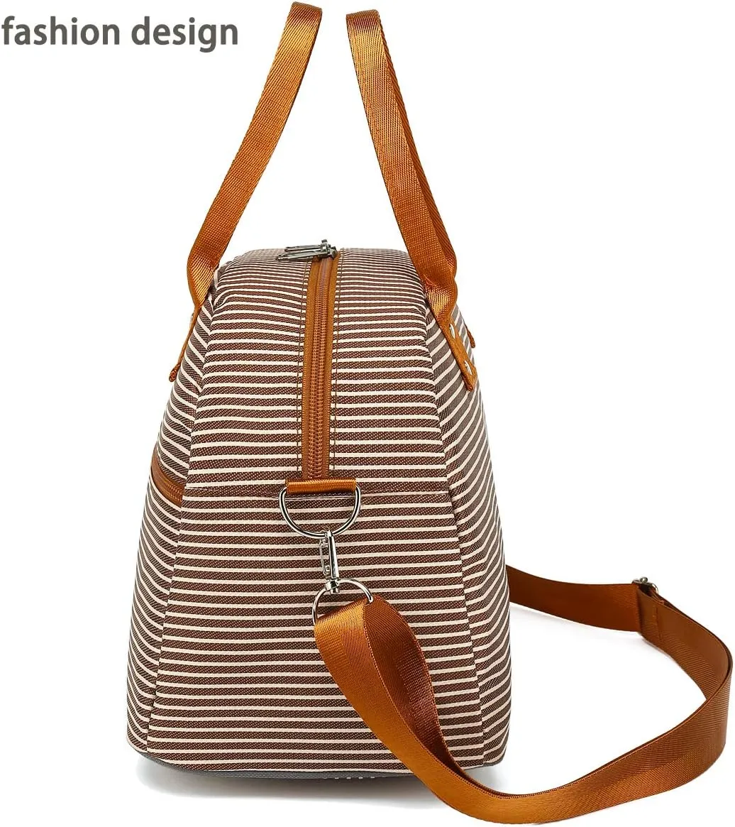FlowFly Insulated Lunch Bag With Shoulder Strap for Women, Men, and Kids, Large and Reusable, Handle, Freezable Work and School Travel Tote and Meal Prep Organizer,Coffee