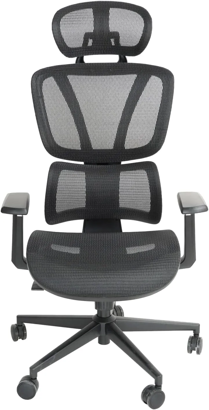 FOH Ergonomic Mesh Office Chair with Breathable Mesh, Computer Desk Chair, Ergonomic Task Chair with Adjustable Backrest Lumbar Support, Armrests and 360°Rotation for Home Office