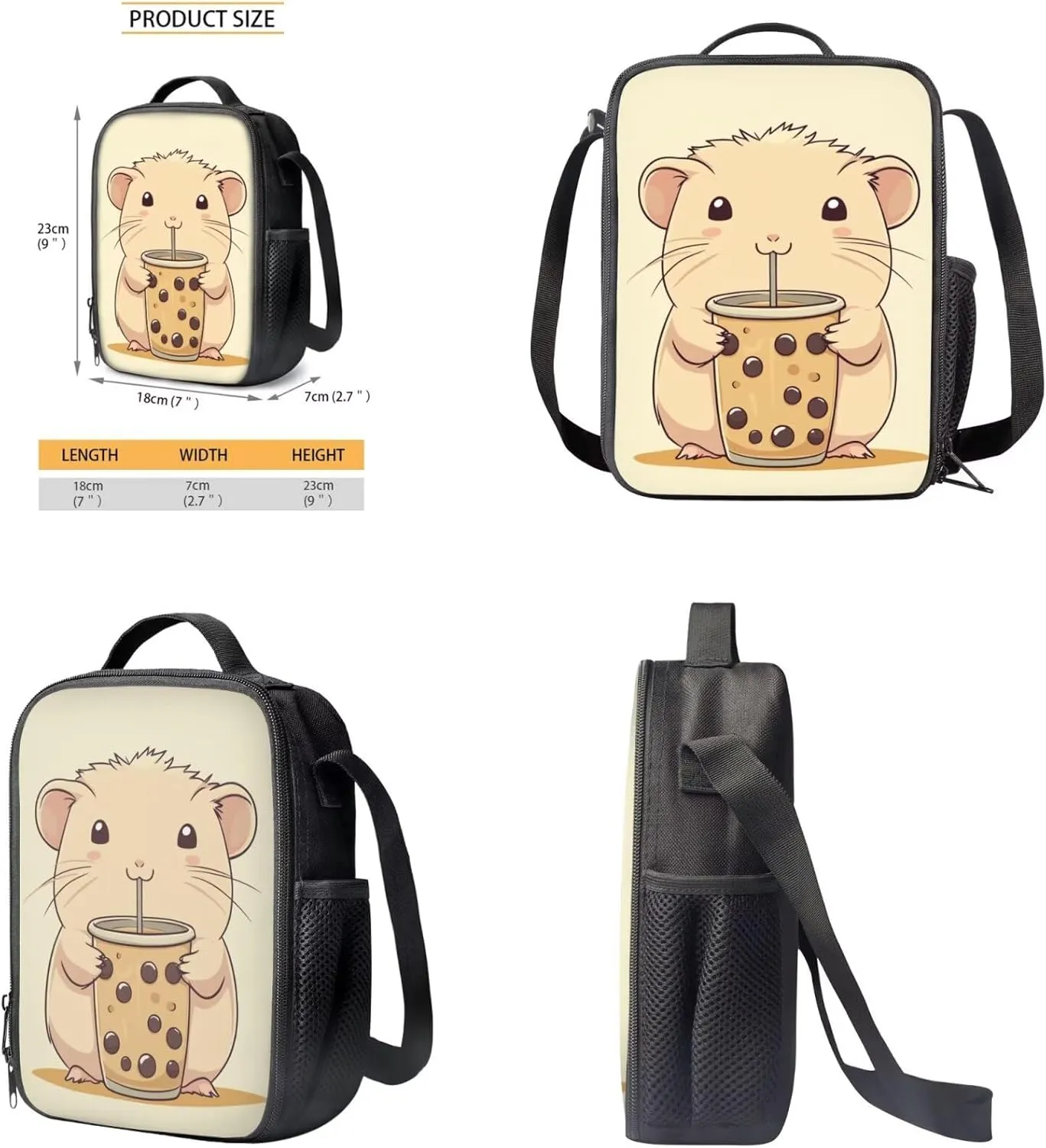 FOR U DESIGNS Capybara Backpack for Girls School 3 Pcs Teen Bookbag for Girls Ages 14-16 Large Capacity 6th Grade School Bag and Lunch Bag Set Lightweight 17 Inch
