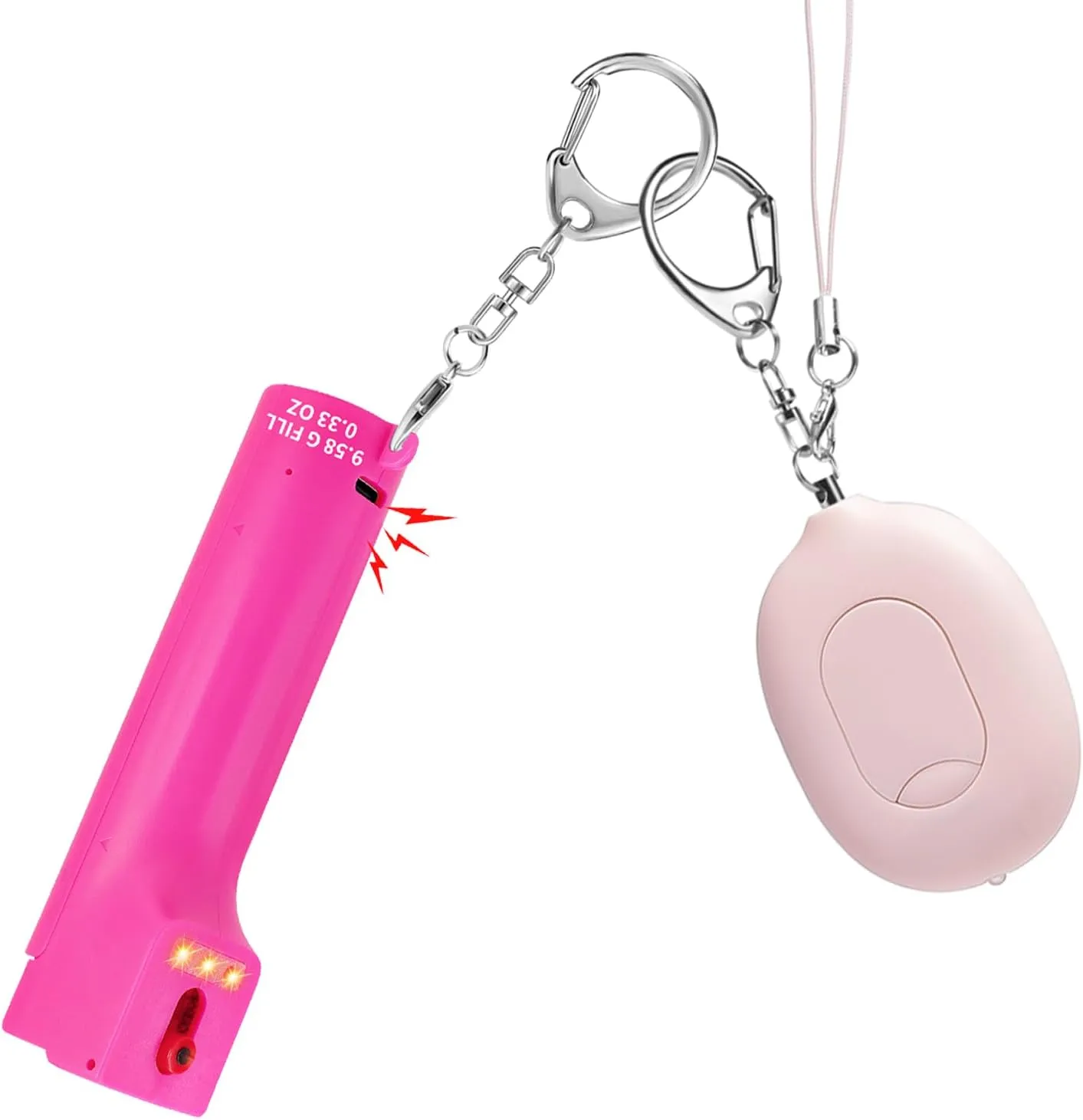 for Women self Defense Keychain Safety Alarm & Door Stopped Alert & Pepper Spray Combo for Women, 130dB Sounds & Led Light & Max Strength Pepper Spray Gel,Security Alarm for Travel (Red/Pink)