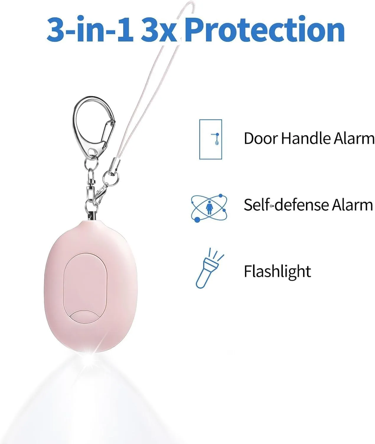 for Women self Defense Keychain Safety Alarm & Door Stopped Alert & Pepper Spray Combo for Women, 130dB Sounds & Led Light & Max Strength Pepper Spray Gel,Security Alarm for Travel (Red/Pink)