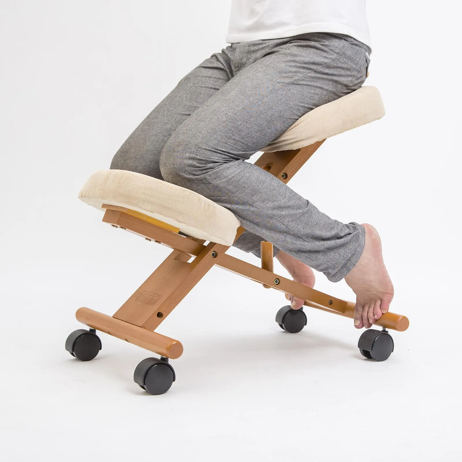 Forever Beauty White Ergonomic Adjustable Kneeling Chair