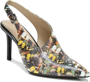 FOWT Spring Two Toned Patchwork Snakeskin Slingback Buckle Strap Black Pumps for Woman Elegant Pointed Toe 3 Inches High Heels Concise Casual Daily Dressy Shoes, US Size 4-16 M