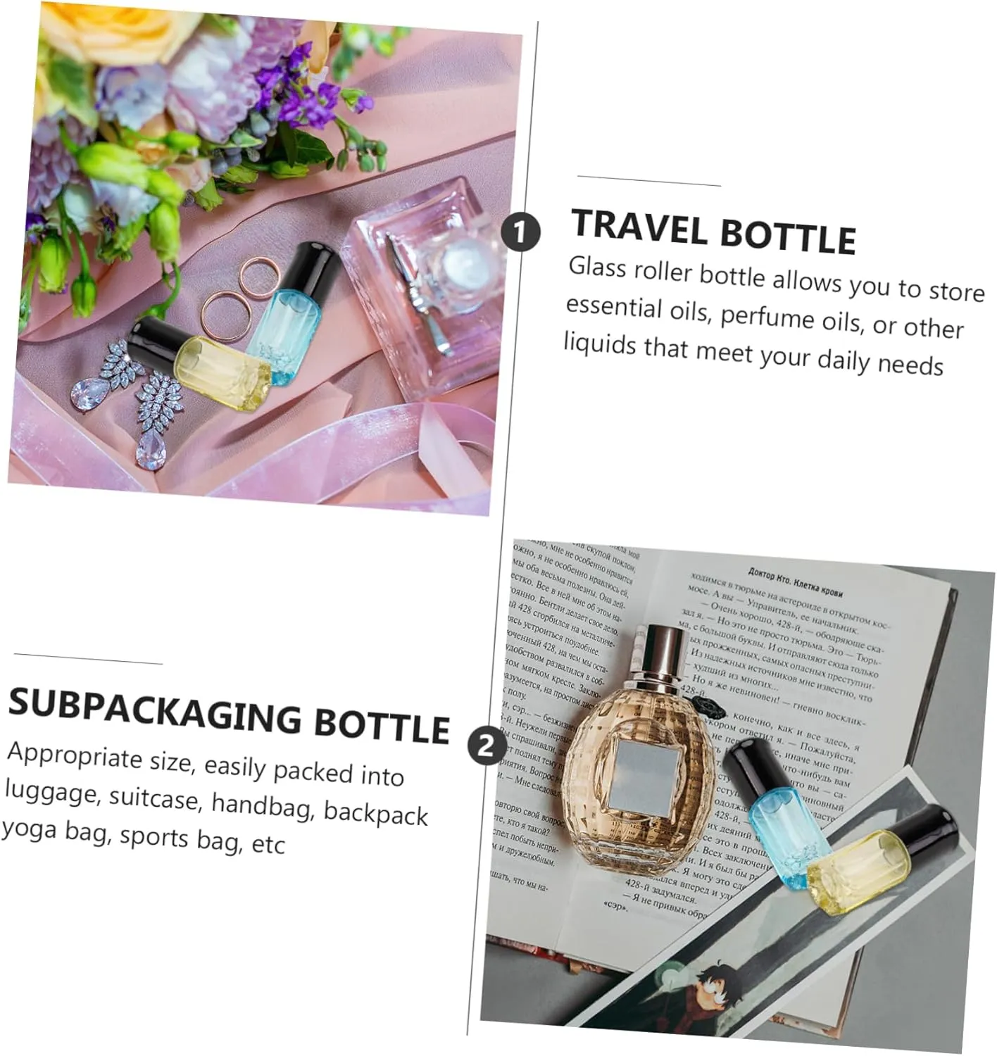 FRCOLOR 12pcs Roller Bottles Refillable Perfume Containers Portable Travel-friendly for Smooth Application Face Body