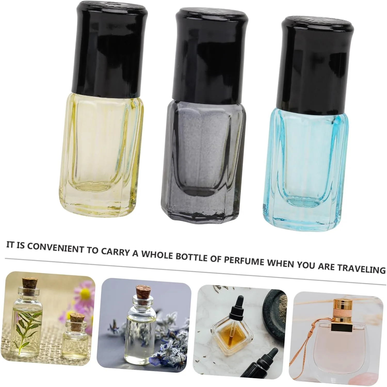 FRCOLOR 12pcs Roller Bottles Refillable Perfume Containers Portable Travel-friendly for Smooth Application Face Body