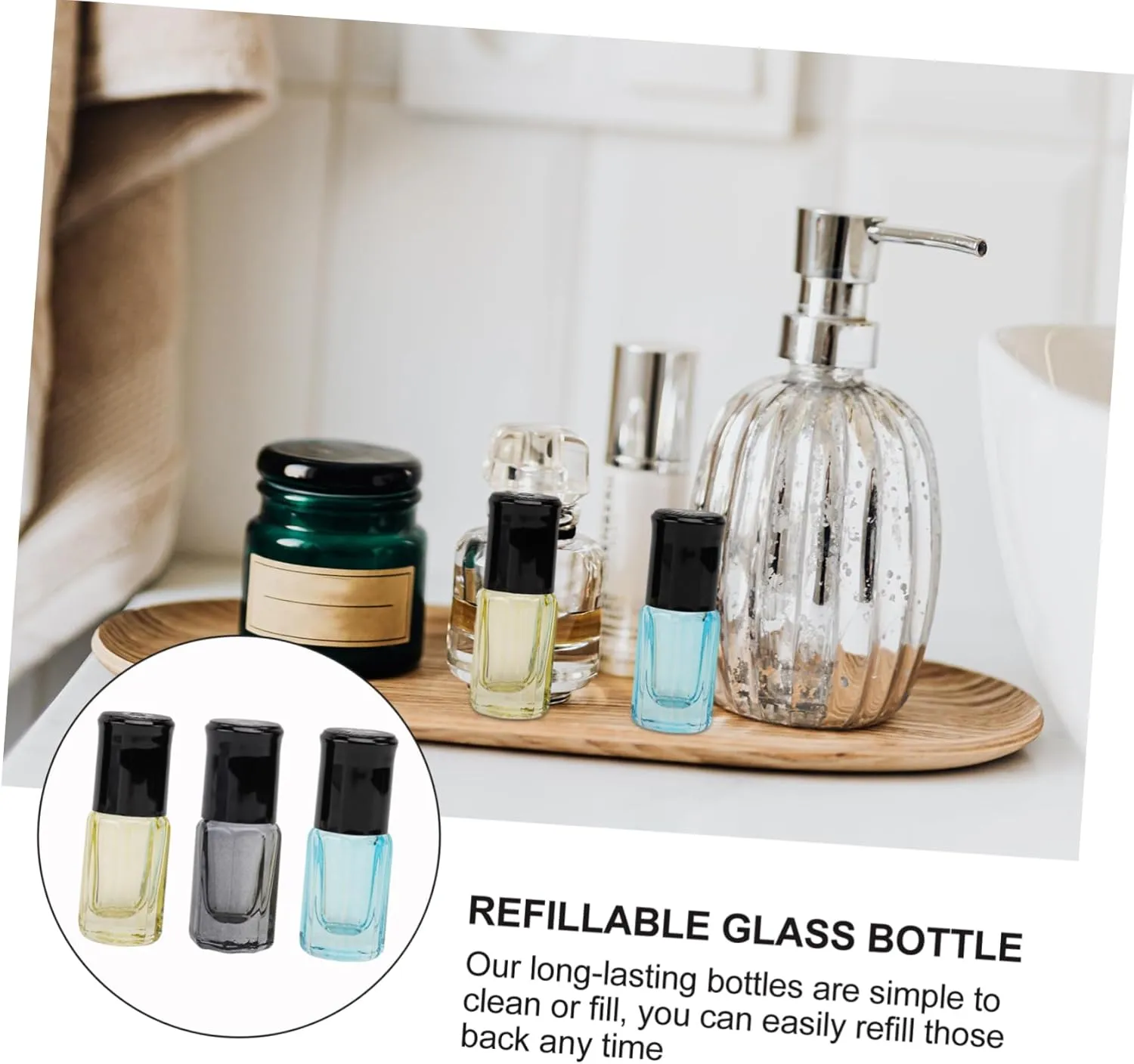 FRCOLOR 12pcs Roller Bottles Refillable Perfume Containers Portable Travel-friendly for Smooth Application Face Body