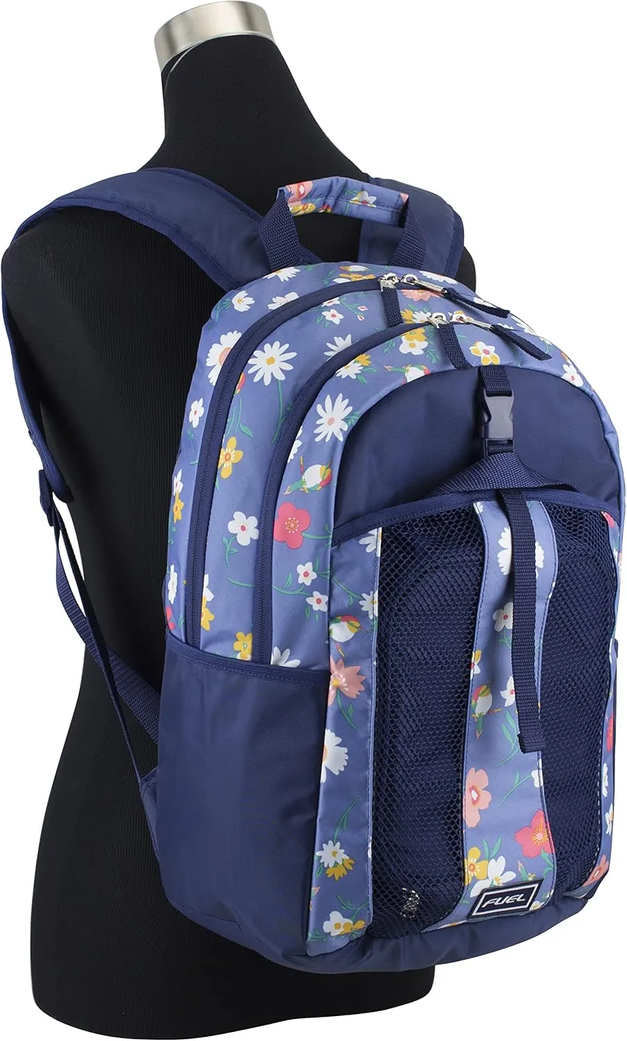 FUEL Teens Student Water Resistant Backpack Set Lunch Bookbag Bag Soft Reusable Insulated Cooler Lunch Box Thermal Travel Office Lunch Bag,Purple Flowers