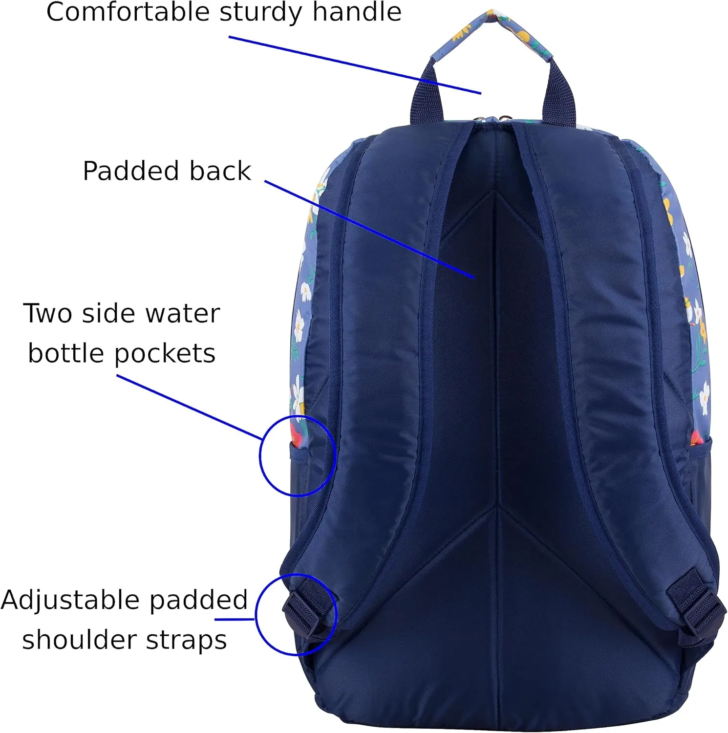 FUEL Teens Student Water Resistant Backpack Set Lunch Bookbag Bag Soft Reusable Insulated Cooler Lunch Box Thermal Travel Office Lunch Bag,Purple Flowers