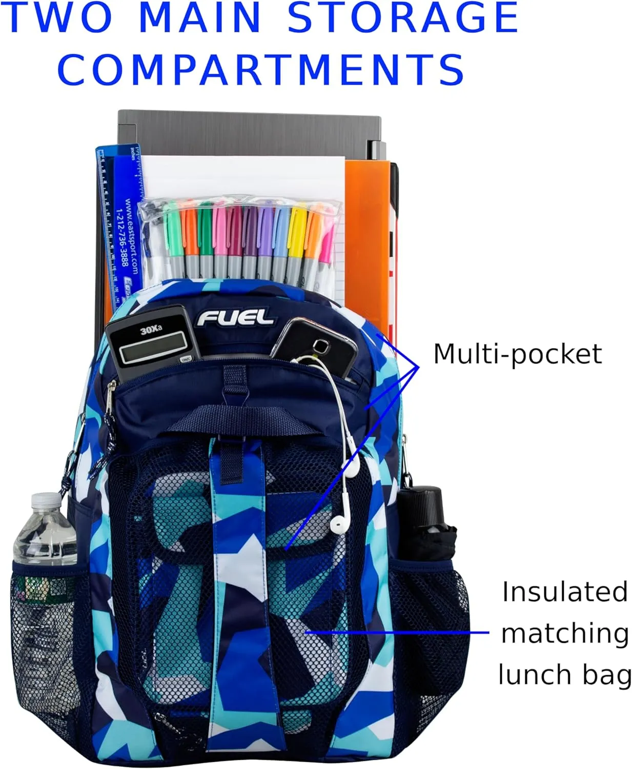 FUEL Travel Backpack Cooler Bag Lunchbox for Work Insulated Cooler Bag Lunch Bag Work Hiking Water Bottle Pockets
