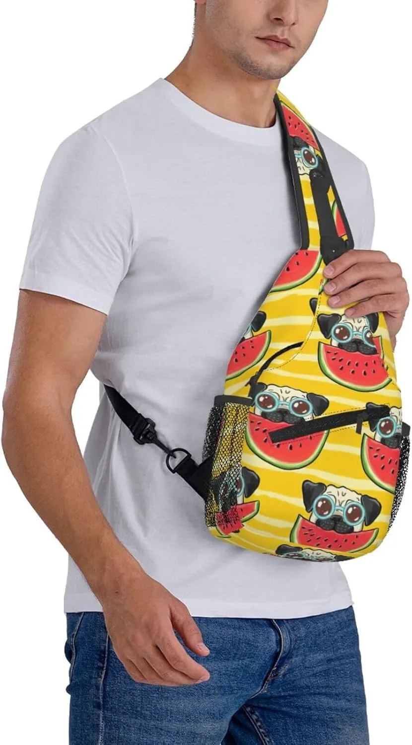 Funny French Bullfighting Watermelon Print Lightweight Sling Small Shoulder Bag - Chic Cross Chest Bag With Adjustable Strap