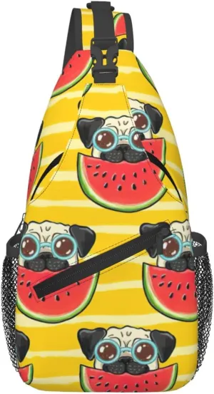 Funny French Bullfighting Watermelon Print Lightweight Sling Small Shoulder Bag - Chic Cross Chest Bag With Adjustable Strap
